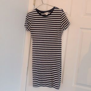Navy and White Striped T-Shirt Dress